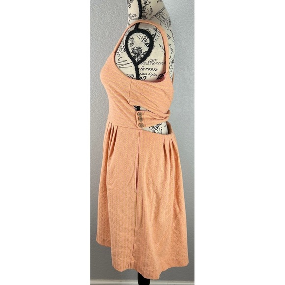 Anthropologie 9-H15 StCL Fit & Flare Dress Pale Orange Pink Cut Out Back Medium - Picture 6 of 14